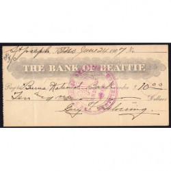 Etats Unis d'Amérique - Chèque - Bank of Beattle - 1907 - Etat : TB