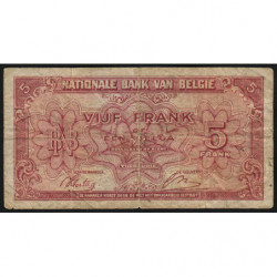 Belgique - Pick 121 - 5 francs ou 1 belga - Série 1 - 01/02/1943 - Etat : TB