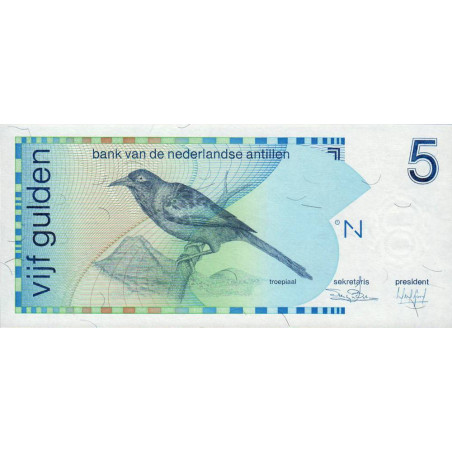 Antilles Néerlandaises - Pick 22a - 5 gulden - 31/03/1986 - Etat : NEUF