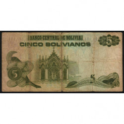 Bolivie - Pick 209 - 5 bolivianos - Série C - Loi 1986 (1993) - Etat : B+