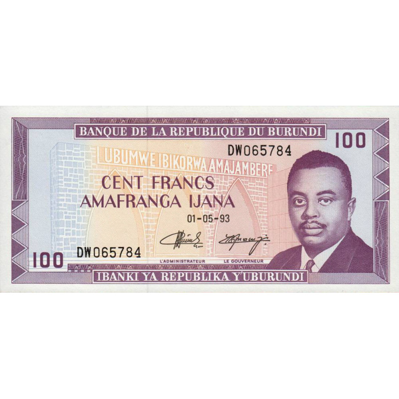 Burundi - Pick 29c_3 - 100 francs - Série DW - 01/05/1993 - Etat : NEUF