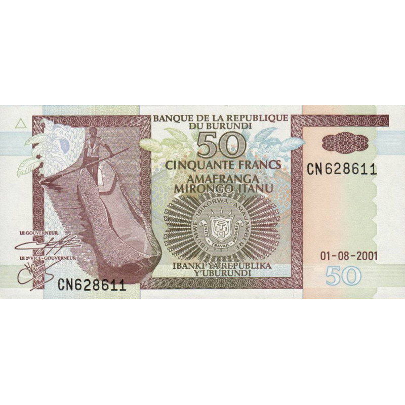 Burundi - Pick 36c - 50 francs - Série CN - 01/08/2001 - Etat : NEUF