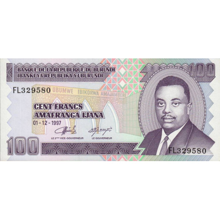 Burundi - Pick 37b - 100 francs - Série FL - 01/12/1997 - Etat : NEUF