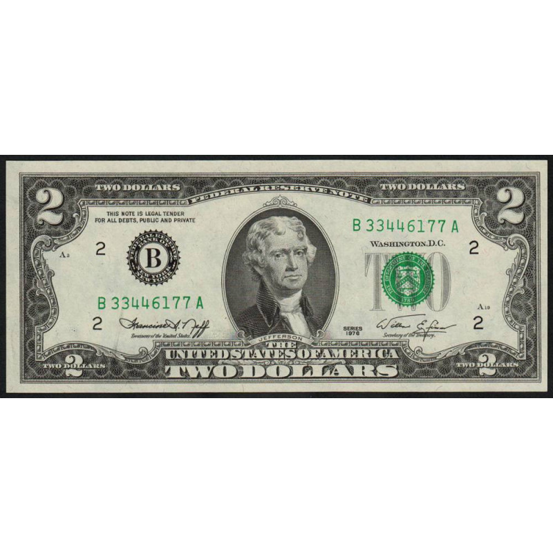 Etats Unis - Pick 461 - 2 dollars - Série B A - 1976 - New York - Etat : NEUF