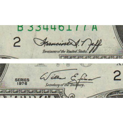 Etats Unis - Pick 461 - 2 dollars - Série B A - 1976 - New York - Etat : NEUF