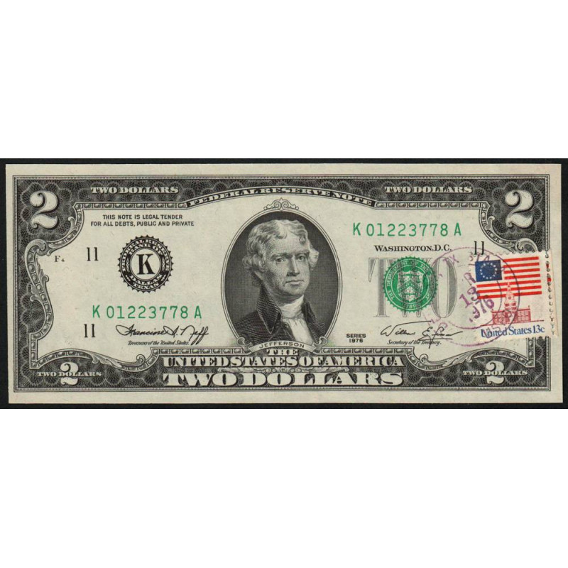 Etats Unis - Pick 461x - 2 dollars - Série K A - 1976 - Dallas - Commémoratif - Etat : NEUF