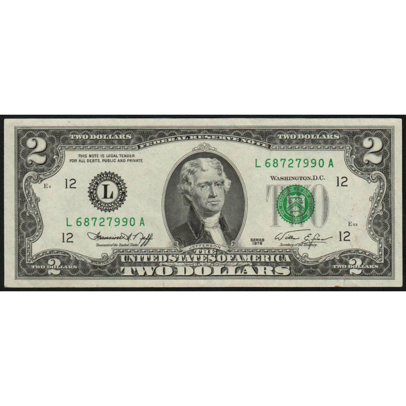 Etats Unis - Pick 461 - 2 dollars - Série L A - 1976 - San Francisco - Etat : TTB