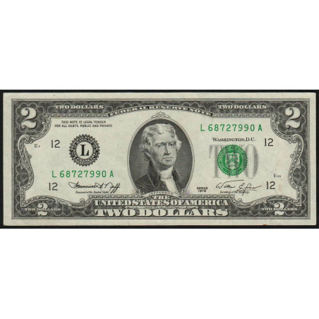 Etats Unis - Pick 461 - 2 dollars - Série L A - 1976 - San Francisco - Etat : TTB