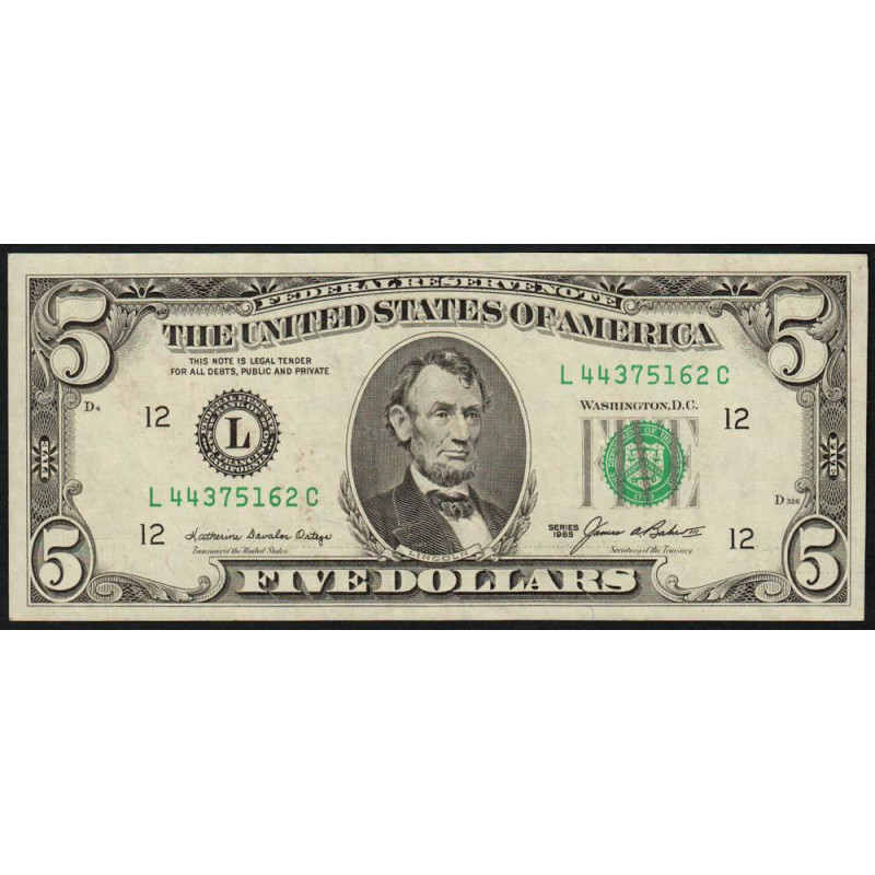 Etats Unis - Pick 475 - 5 dollars - Série L C - 1985 - San Francisco - Etat : TTB+