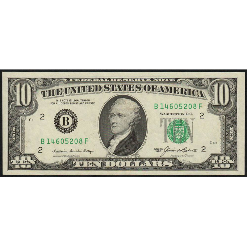 Etats Unis - Pick 476 - 10 dollars - Série B F - 1985 - New York - Etat : SUP+