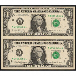 Etats Unis - Pick 480b_1 - paire 1 dollar - Série K A - 1988 A - Dallas- Etat : pr.NEUF