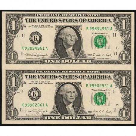Etats Unis - Pick 480b_1 - paire 1 dollar - Série K A - 1988 A - Dallas- Etat : pr.NEUF