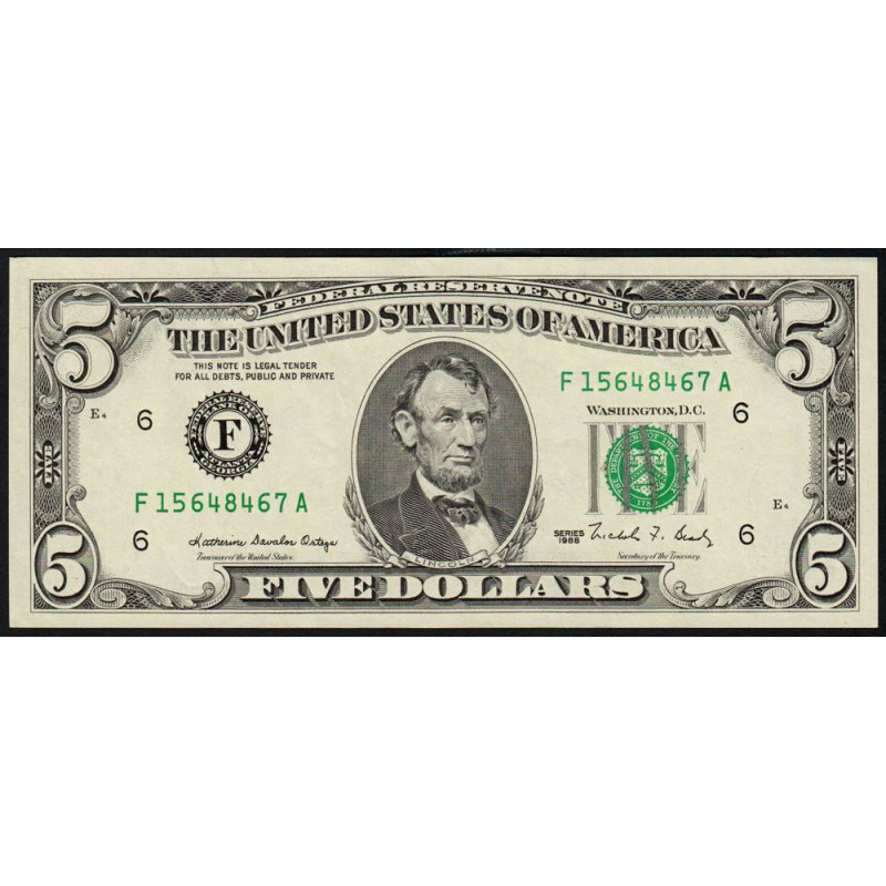 Etats Unis - Pick 481a - 5 dollars - Série F A - 1988 - Atlanta - Etat : SPL