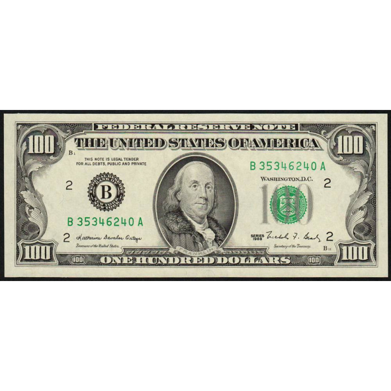 Etats Unis - Pick 485 - 100 dollars - Série B A - 1988 - New York - Etat : pr.NEUF