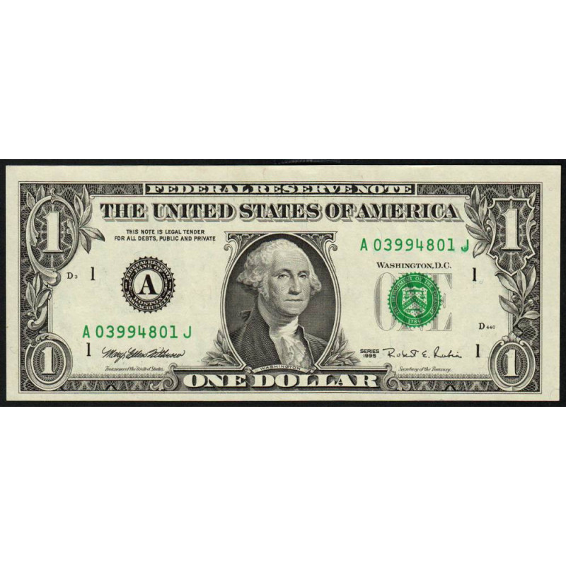 Etats Unis - Pick 496a_1 - 1 dollar - Série A J - 1995 - Boston - Etat : SUP+