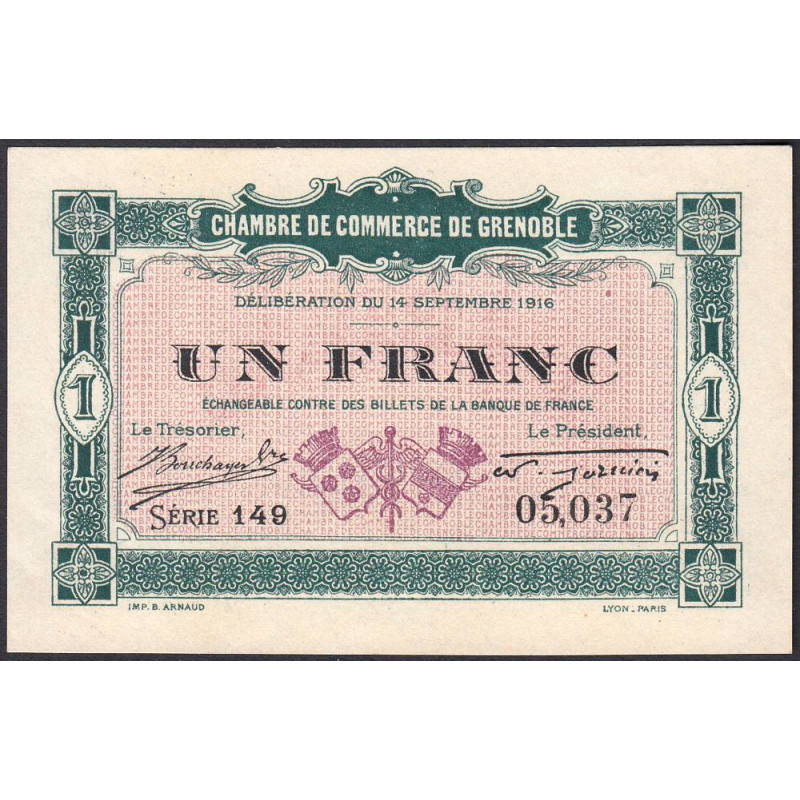 Grenoble - Pirot 63-6 - 1 franc - Série 149 - 14/09/1916 - Etat : SPL