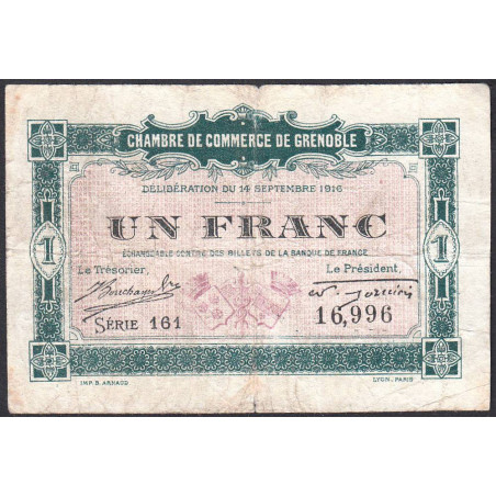 Grenoble - Pirot 63-6 - 1 franc - Série 161 - 14/09/1916 - Etat : B+
