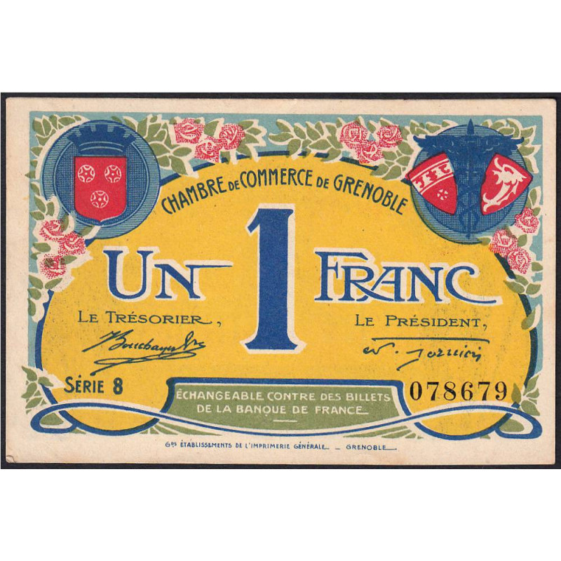 Grenoble - Pirot 63-25 - 1 franc - Série 8 - 08/11/1917 - Etat : pr.NEUF