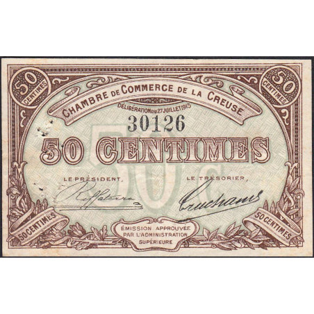 Guéret - Creuse - Pirot 64-1 - 50 centimes - Sans série - 27/07/1915 - Etat : TTB