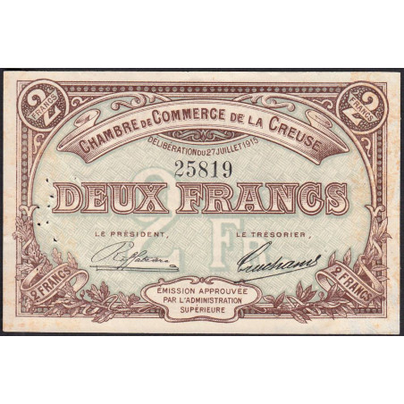 Guéret - Creuse - Pirot 64-5 - 2 francs - Sans série - 27/07/1915 - Etat : TTB