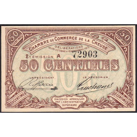 Guéret - Creuse - Pirot 64-7 - 50 centimes - Série A - 2e émission - 26/10/1915 - Etat : NEUF