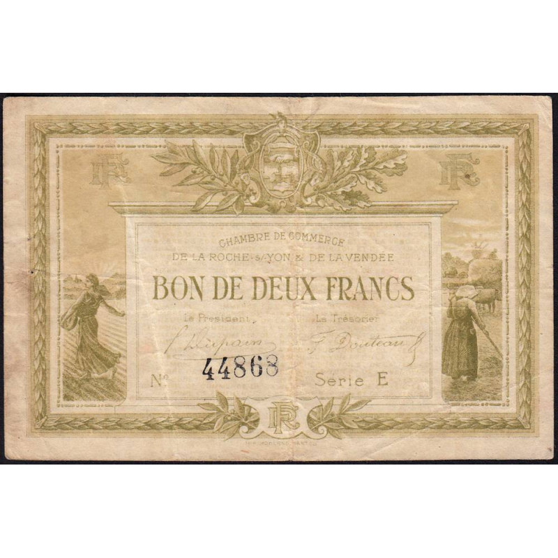 La Roche-sur-Yon (Vendée) - Pirot 65-21 - 2 francs - Série E - 1915 - Etat : TB-