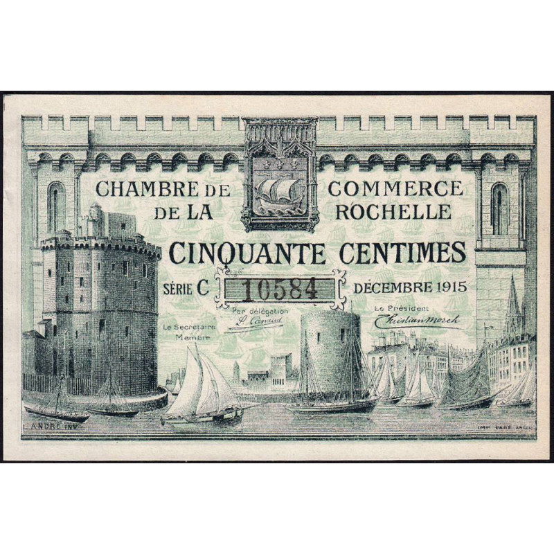 La Rochelle - Pirot 66-1 variété - 50 centimes - Série C - 10/1915 - Etat : SUP+