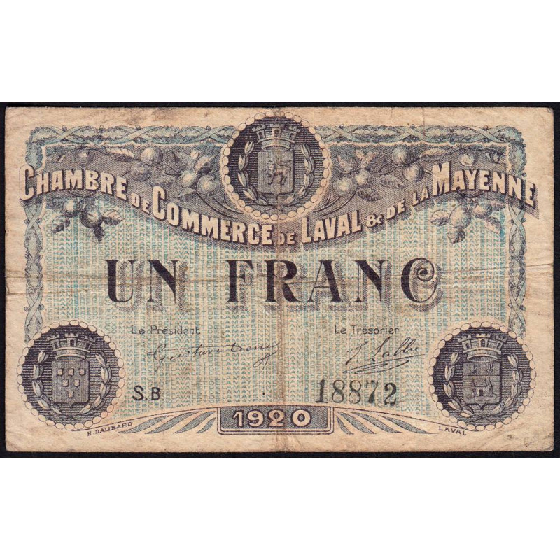 Laval (Mayenne) - Pirot 67-5 - 1 franc - Série B - 1920 - Etat : B+