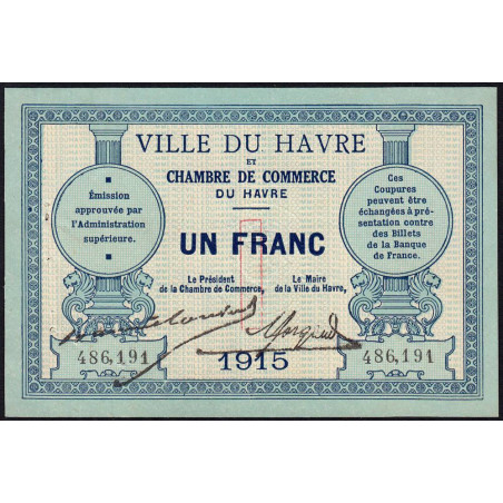 Le Havre - Pirot 68-10 - 1 franc - 1915 - Etat : SUP