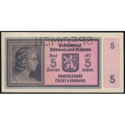 Bohême-Moravie - Pick 4s_4 - 5 korun - 1940 - Série P046 - Spécimen - Etat : SPL+