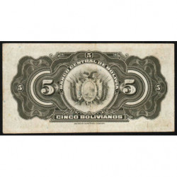 Bolivie - Pick 120_7 - 5 bolivianos - Loi 1928 (1940) - Série H9 - Etat : TTB