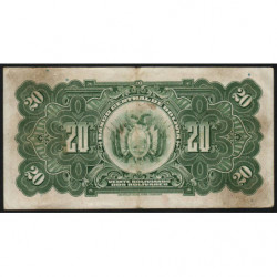Bolivie - Pick 122_9 - 20 bolivianos - Série W3 - Loi 1928 (1940) - Etat : TTB-