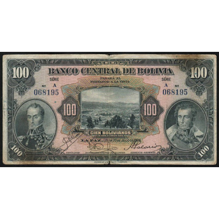 Bolivie - Pick 125_1 - 100 bolivianos - Loi 1928 (1934) - Série A - Etat : TB-