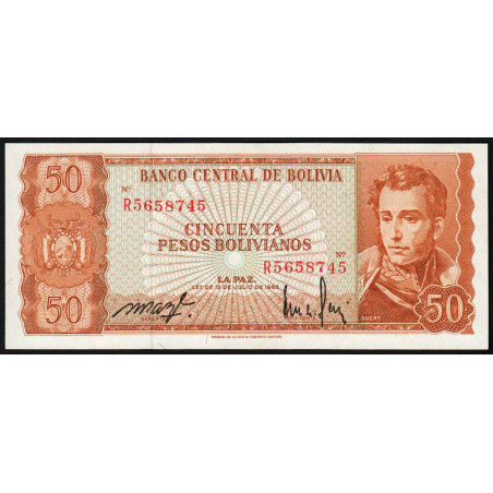 Bolivie - Pick 162a21 - 50 pesos bolivianos - Loi 1962 (1982) - Etat : NEUF