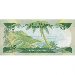 Caraïbes Est - La Dominique - Pick 18d - 5 dollars - Série A - 1987 - Etat : NEUF