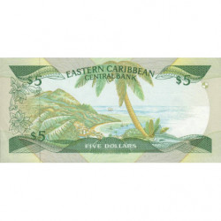 Caraïbes Est - Sainte Lucie - Pick 22l_1 - 5 dollars - Série C - 1988 - Etat : SPL