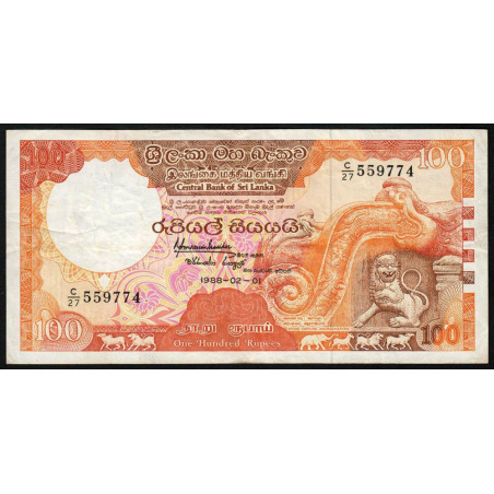 Sri-Lanka - Pick 99b - 100 rupees - Série C/27 - 01/02/1988 - Etat : TB+