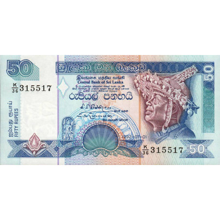 Sri-Lanka - Pick 104b - 50 rupees - Série K/36 - 01/01/1992 - Etat : NEUF