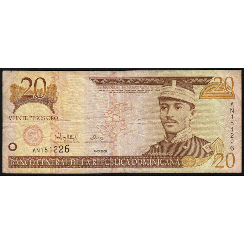 Rép. Dominicaine - Pick 160 - 20 pesos oro - 2000 - Etat : TB-