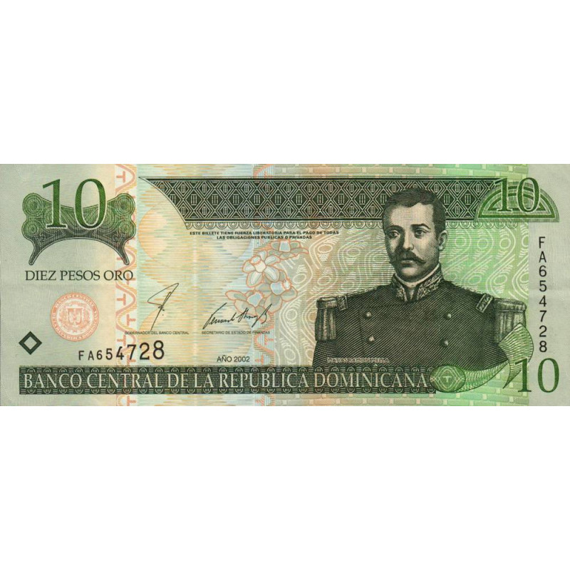 Rép. Dominicaine - Pick 168b - 10 pesos oro - 2002 - Etat : SUP