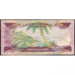 Caraïbes Est - Sainte Lucie - Pick 24l_1 - 20 dollars - Série C - 1989 - Etat : B+