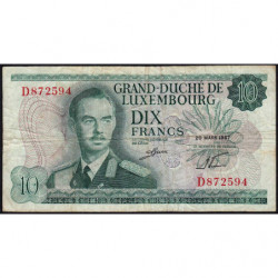 Luxembourg - Pick 53a - 10 francs - Série D - 20/03/1967 - Etat : TB-