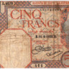 Algérie - Pick 77a_1 - 5 francs - Série A.4070 - 11/04/1933 - Etat : B