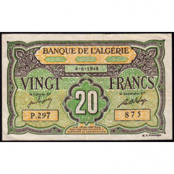 Algérie - Pick 103 - 20 francs - Série P.297 - 04/06/1948 - Etat : SUP