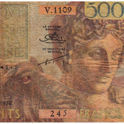 Algérie - Pick 106b_2 - 500 francs - Série V.1109 - 07/09/1956 - Etat : B