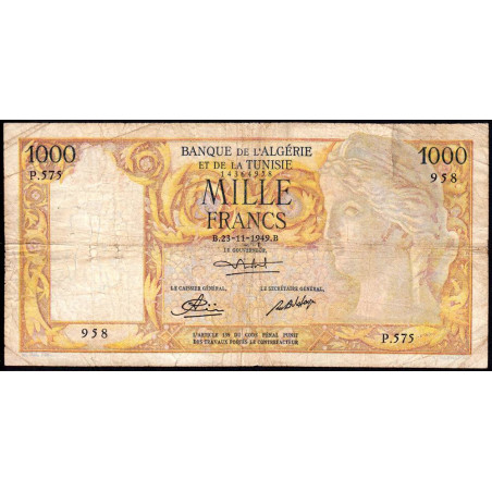 Algérie - Pick 107a - 1'000 francs - 23/11/1949 - Etat : TB-