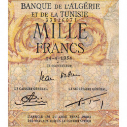 Algérie - Pick 107b_2 - 1'000 francs - Série R.1353 - 14/04/1954 - Etat : TB-