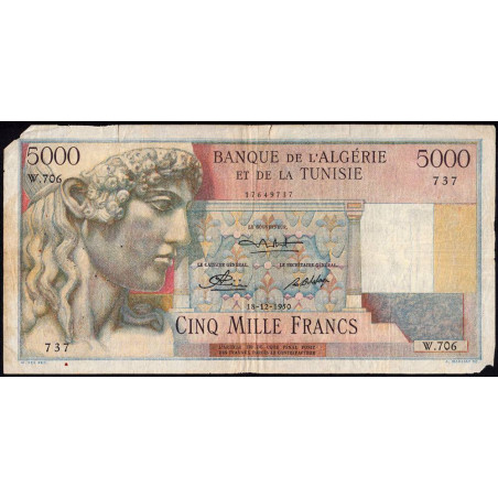 Algérie - Pick 109a - 5'000 francs - 18/12/1950 - Remplacement - Etat : B+ à TB-