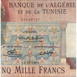 Algérie - Pick 109a - 5'000 francs - 18/12/1950 - Remplacement - Etat : B+ à TB-