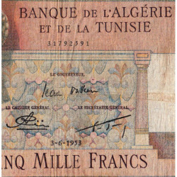 Algérie - Pick 109b_2 - 5'000 francs - 03/06/1953 - Etat : TB- à TB